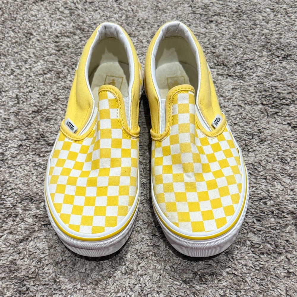 Vans Kids Yellow and White Checkered Sneakers